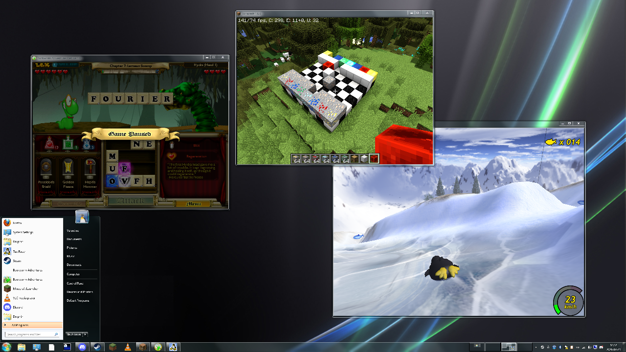 A screenshot of KDE Plasma themed to look like Windows 7.